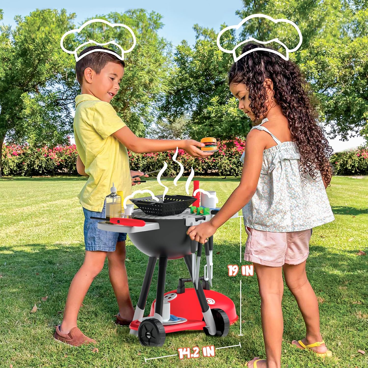 Kitchen Toy Set, BBQ Play Grill, Cooking Toy Set, Little Chef Play, Kids Grill Playset Interactive BBQ for Kids with