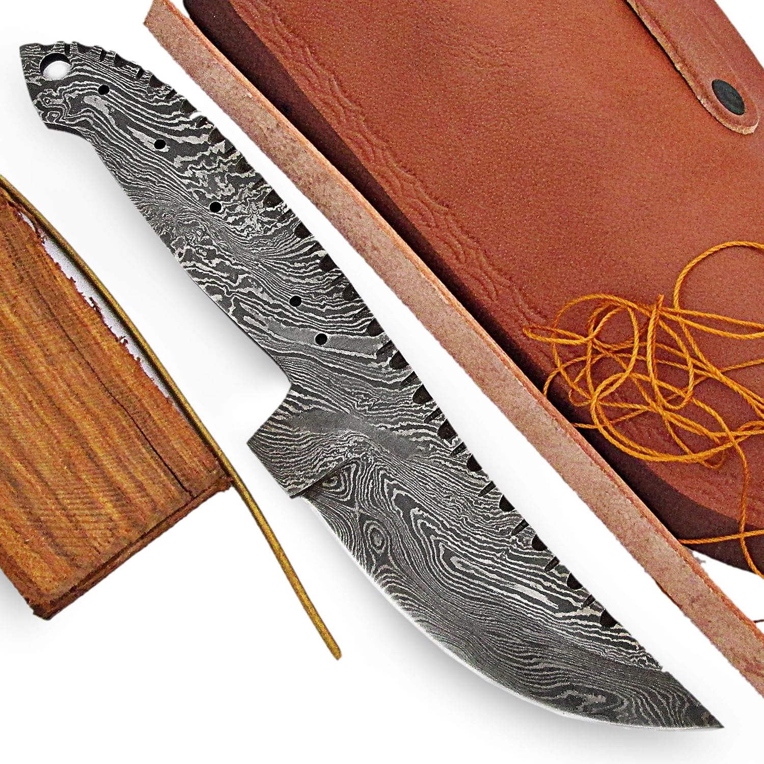 ColdLand |8.25" Hand Forged Damascus Steel Blank Blade Knife Kit for Knife Making Supplies with Micarta Handle