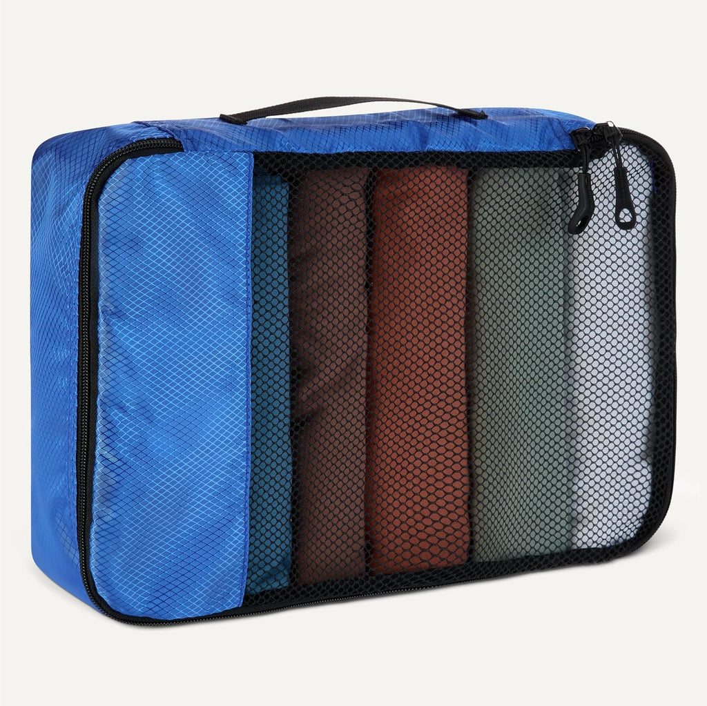 4-Piece Packing Cubes Travel Accessories Set, Space-Saving Luggage Organizer with Double Zipper, Mesh Top, 2 Medium/2