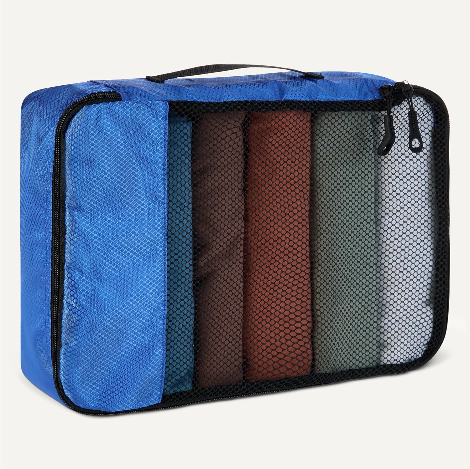 4-Piece Packing Cubes Travel Accessories Set, Space-Saving Luggage Organizer with Double Zipper, Mesh Top, 2 Medium/2