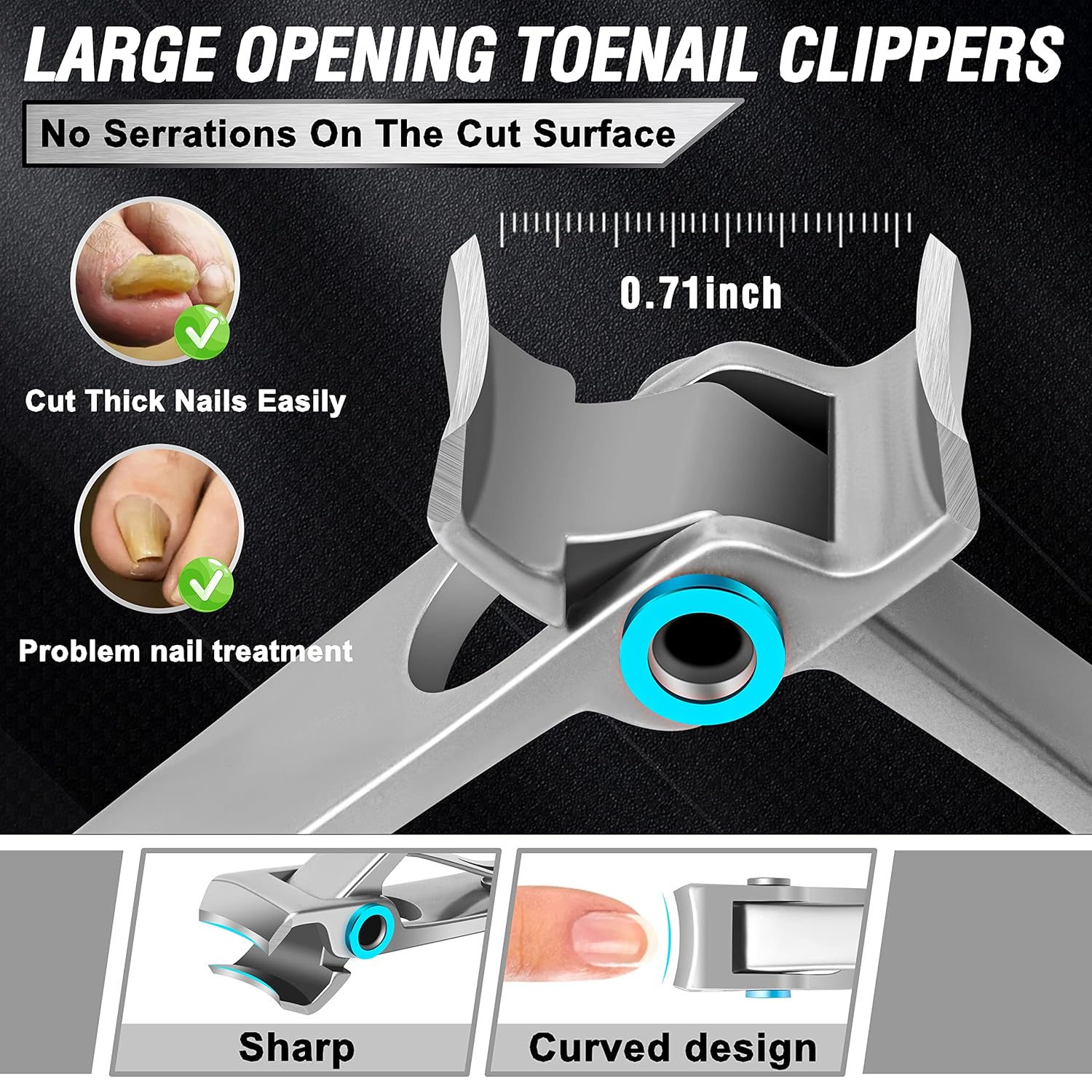 Toenail Clippers for Seniors Thick Toenails, Aucurwen Heavy Duty Toe Nail Clippers Adult Thick Nails Long Handle