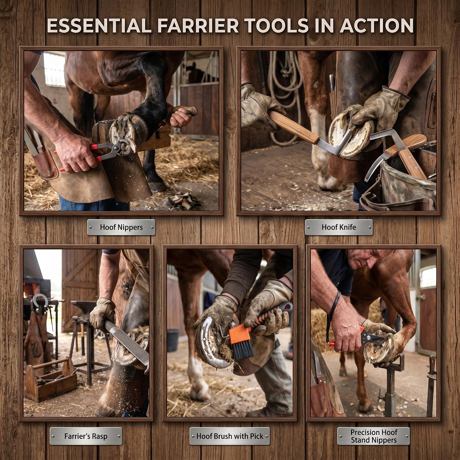 9 Pcs 8 Inch Farrier Tools Kit Horse Goat Hoof Trimmer Metal Shears Farriers Hoof Nipper Cutter Handle Knife Gloves