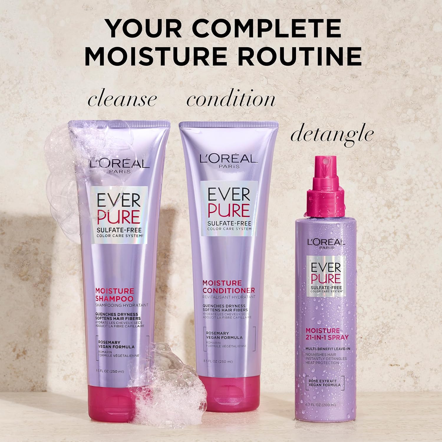 EverPure Moisture Shampoo and Conditioner Set, Sulfate-Free Hair Care for Dry or Color-Treated Hair with Rosemary