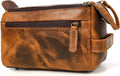 Leather Toiletry Bag for Men 9 Inch | Grooming Travel Kit | With Waterproof Lining | By Aaron Leather Goods (Raven Tan)