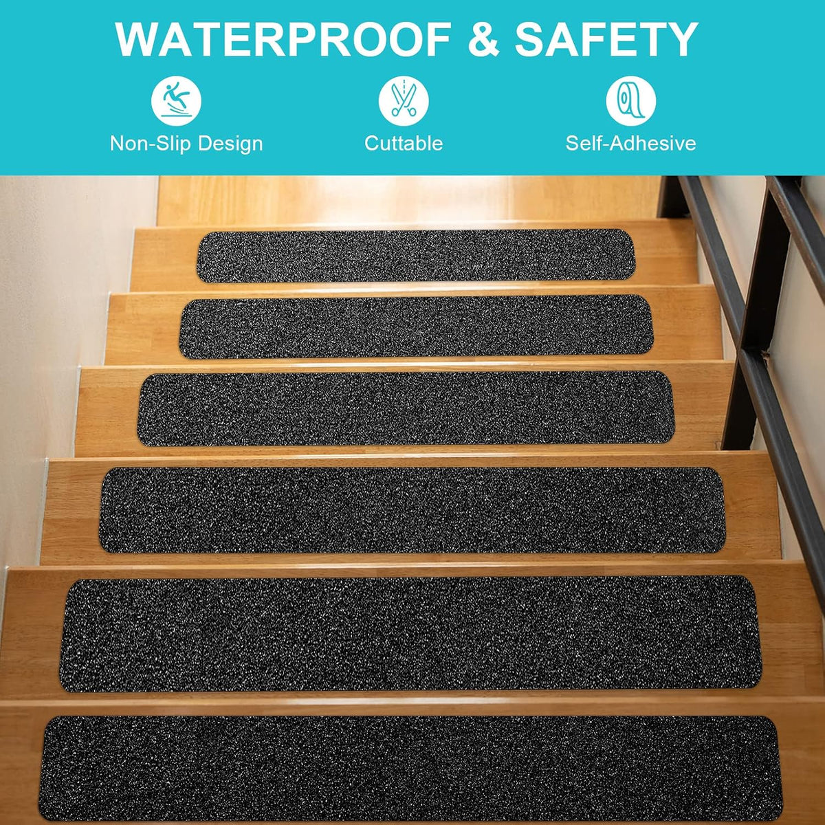 Anti Slip Tape, Waterproof Self Adhesive Black 4"x32.8Ft Grip Tape