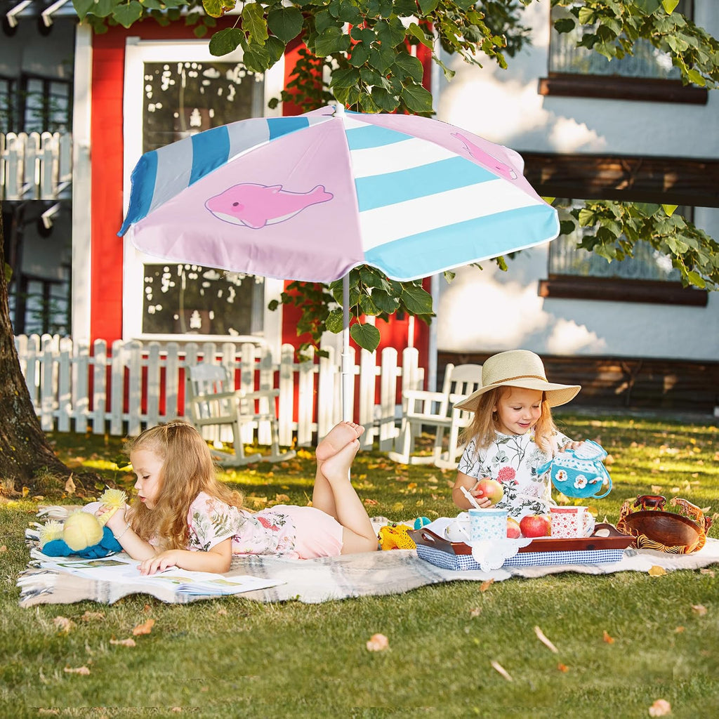 47 Inch Seaside Beach Umbrella for Sand Box Water Table - Kids shade Umbrella for children Beach Camping Garden
