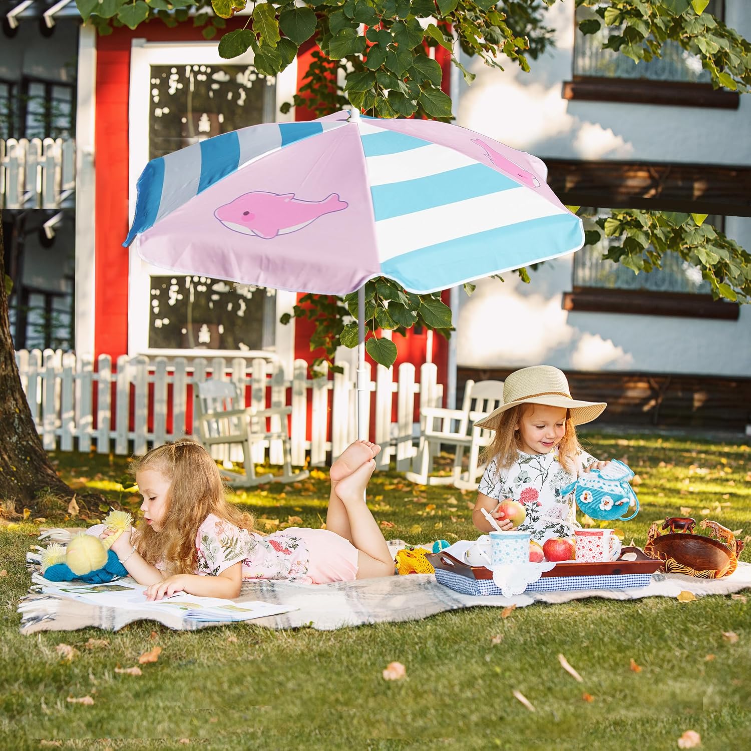 47 Inch Seaside Beach Umbrella for Sand Box Water Table - Kids shade Umbrella for children Beach Camping Garden