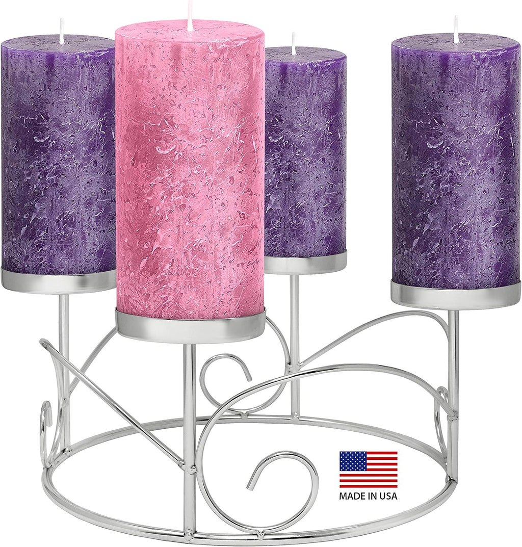Advent Candle Set of 4 - Rustic Pillar Advent Candles - Made in The USA - Christmas Advent Candles for Advent Rings