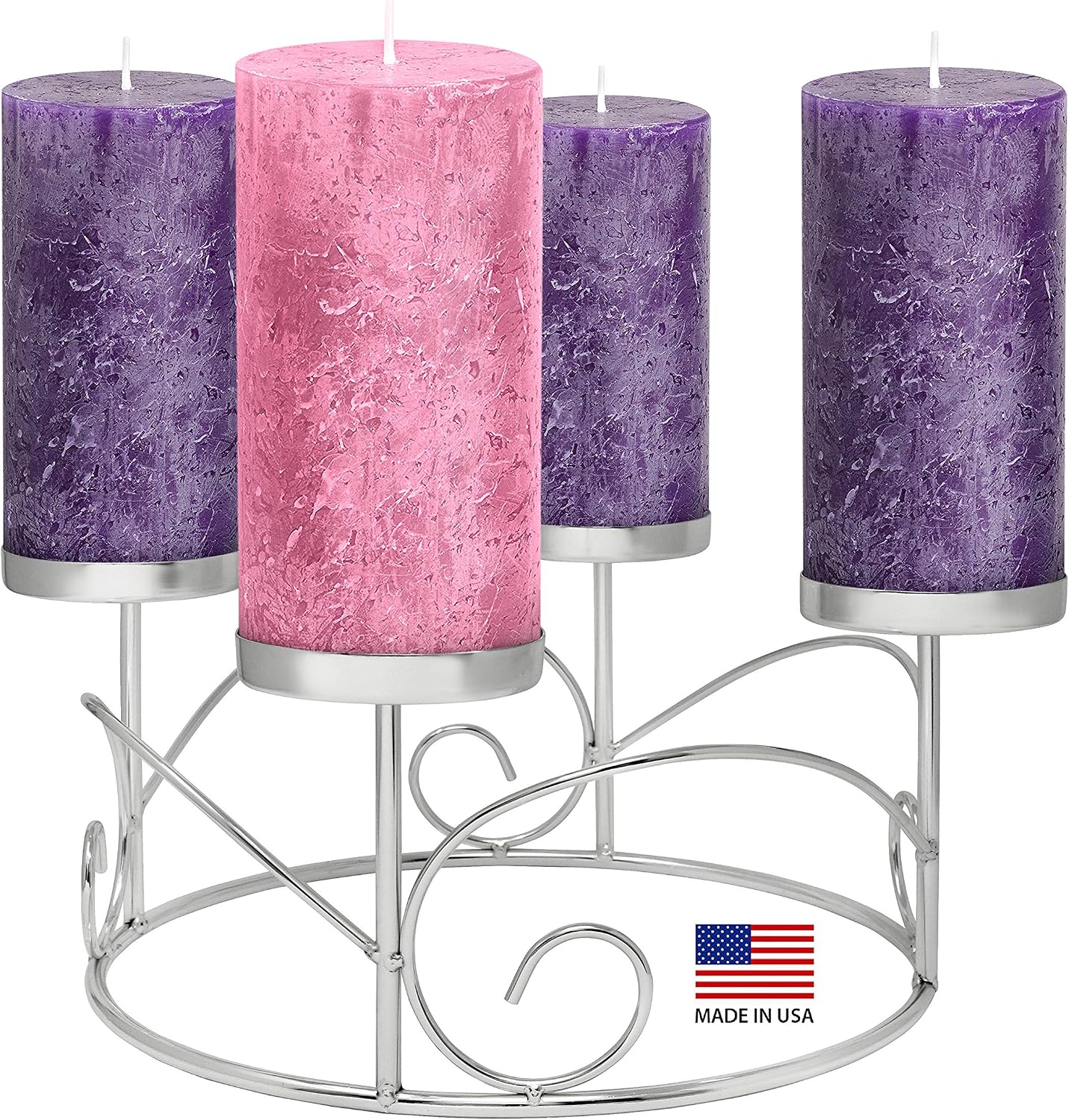 Advent Candle Set of 4 - Rustic Pillar Advent Candles - Made in The USA - Christmas Advent Candles for Advent Rings