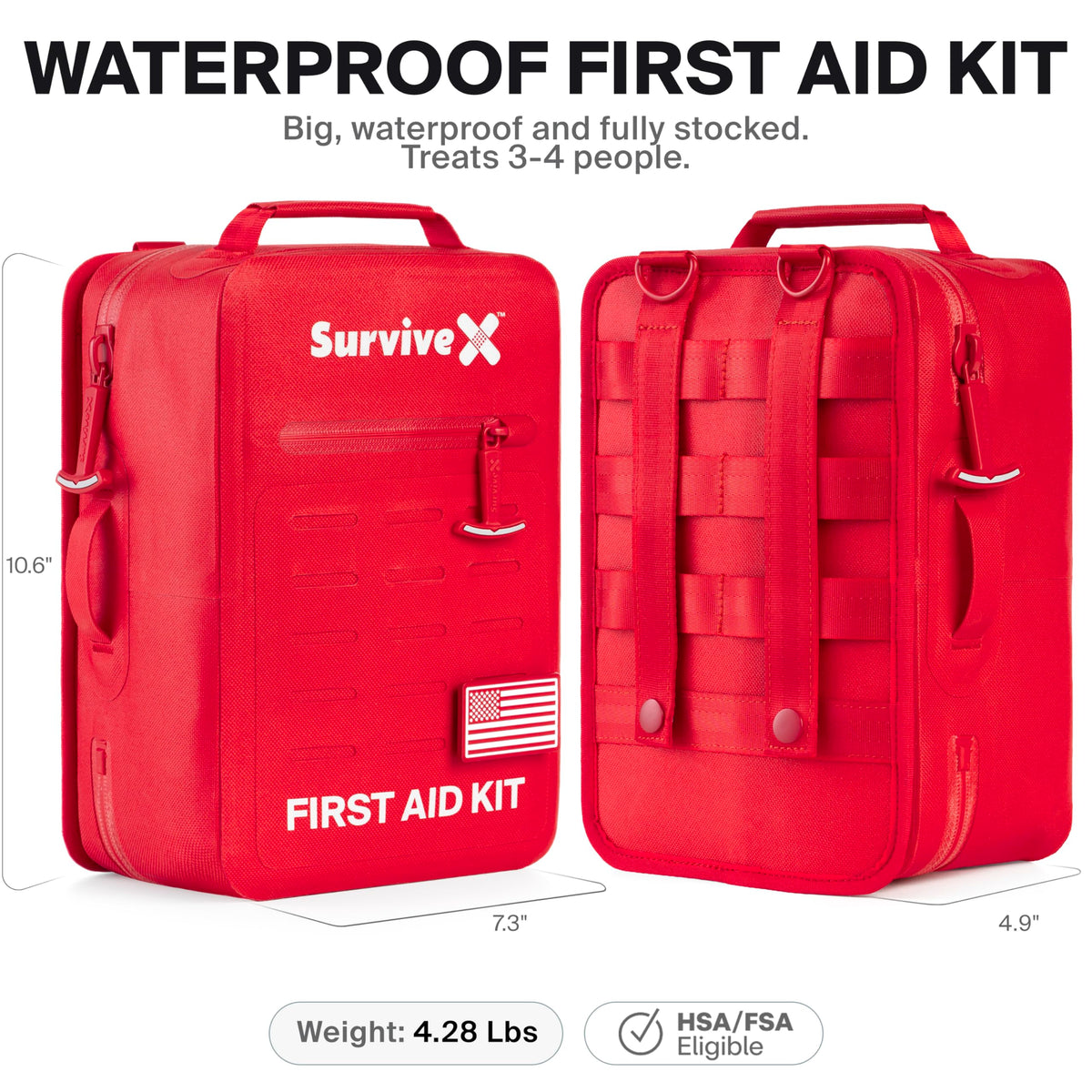 Waterproof First Aid Kit, Emergency Kit for 3-4 People