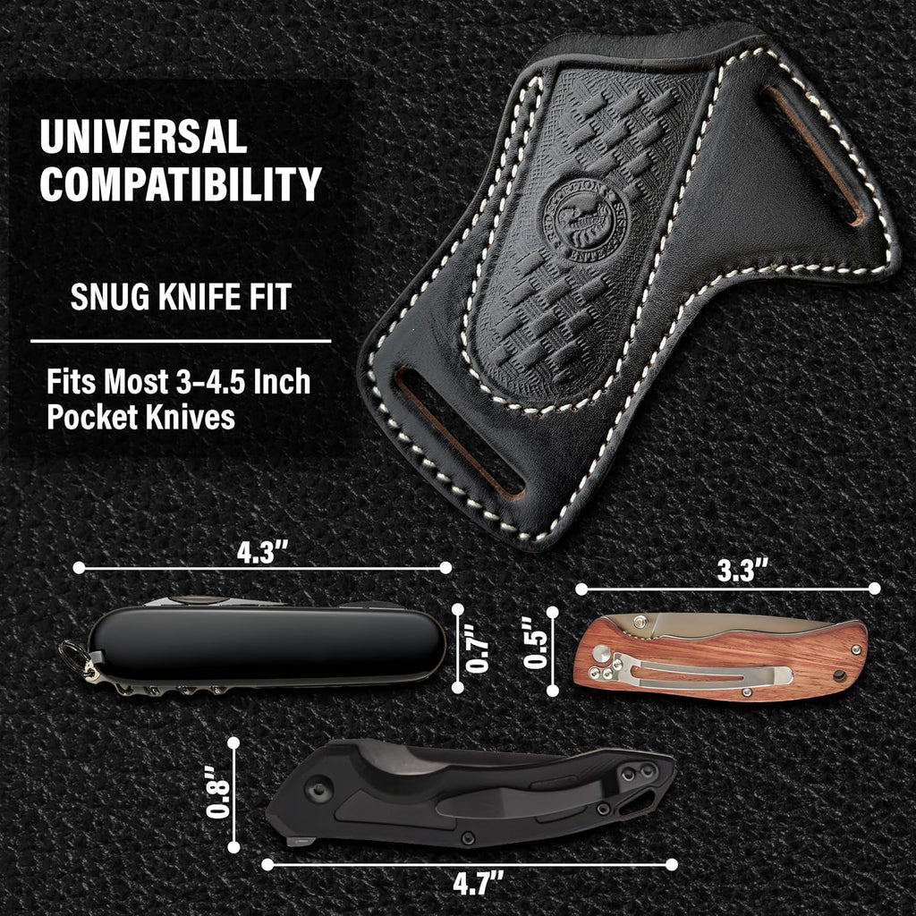 Red Scorpion Handmade Leather Knife Sheath for Belt - EDC Belt Holster for Folding Knife, Leather Sheath for Pocket