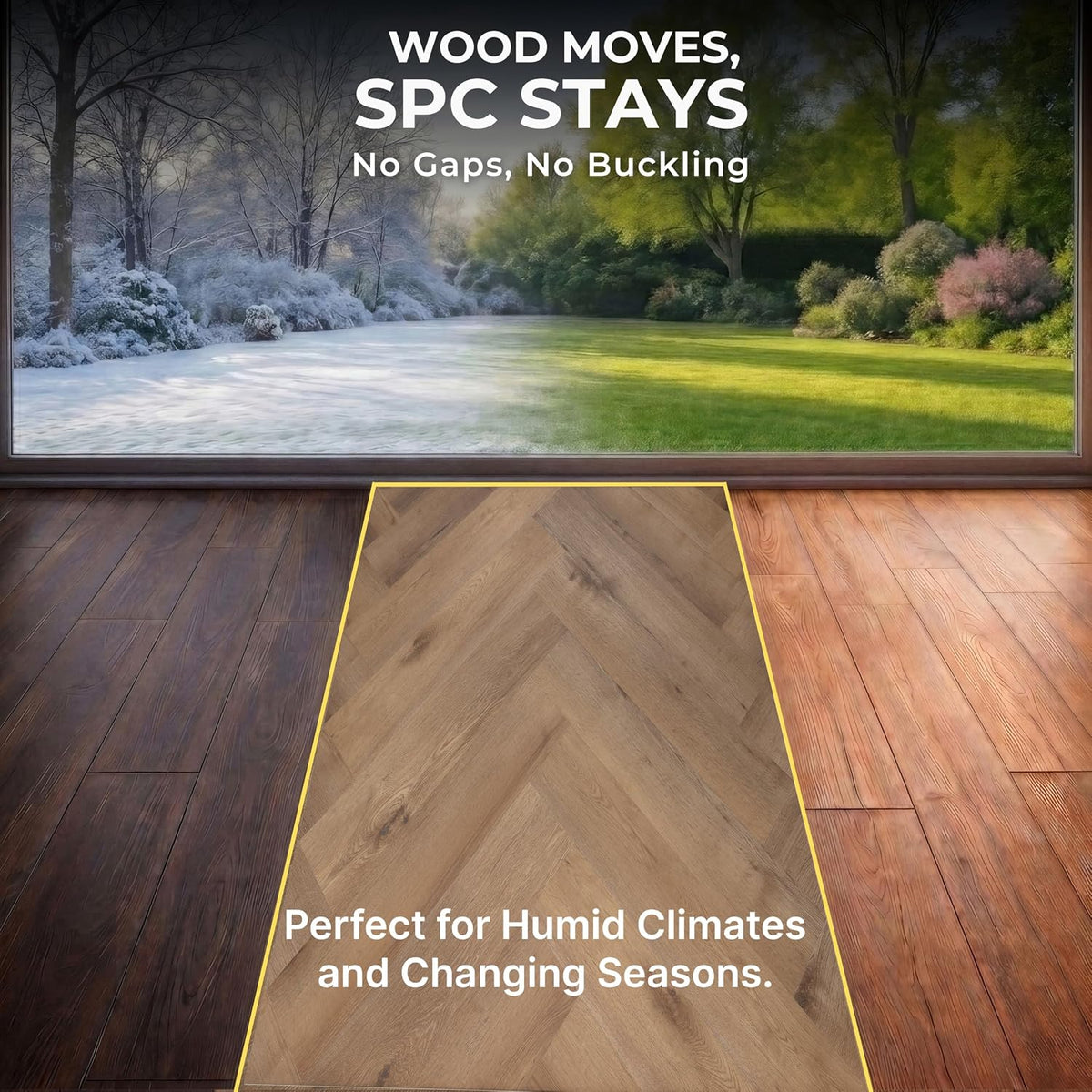 SPC Vinyl Planks Sample Pack, 2 Planks, Click-Lock Water-Resistant Herringbone Flooring, Harpo Oak