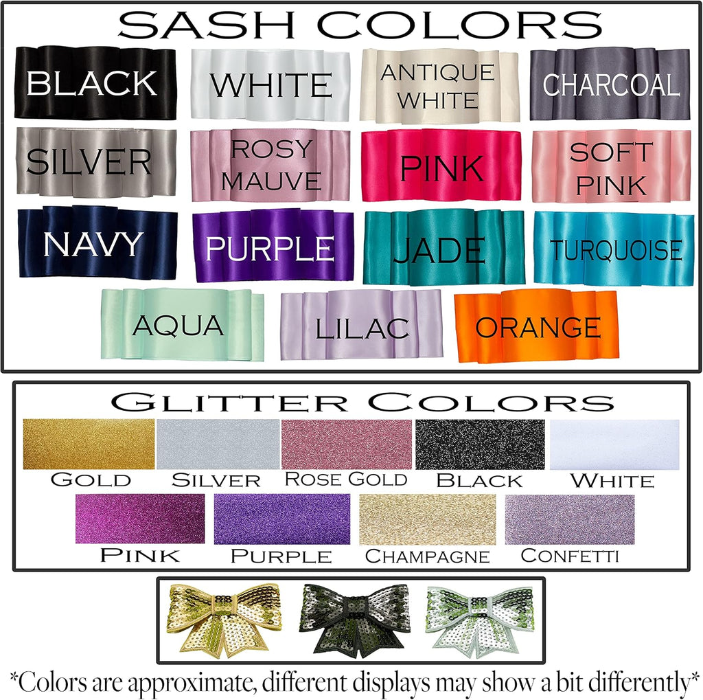Personalized Pageant Your Text Here 3" Satin Sash Custom Glitter Lettering