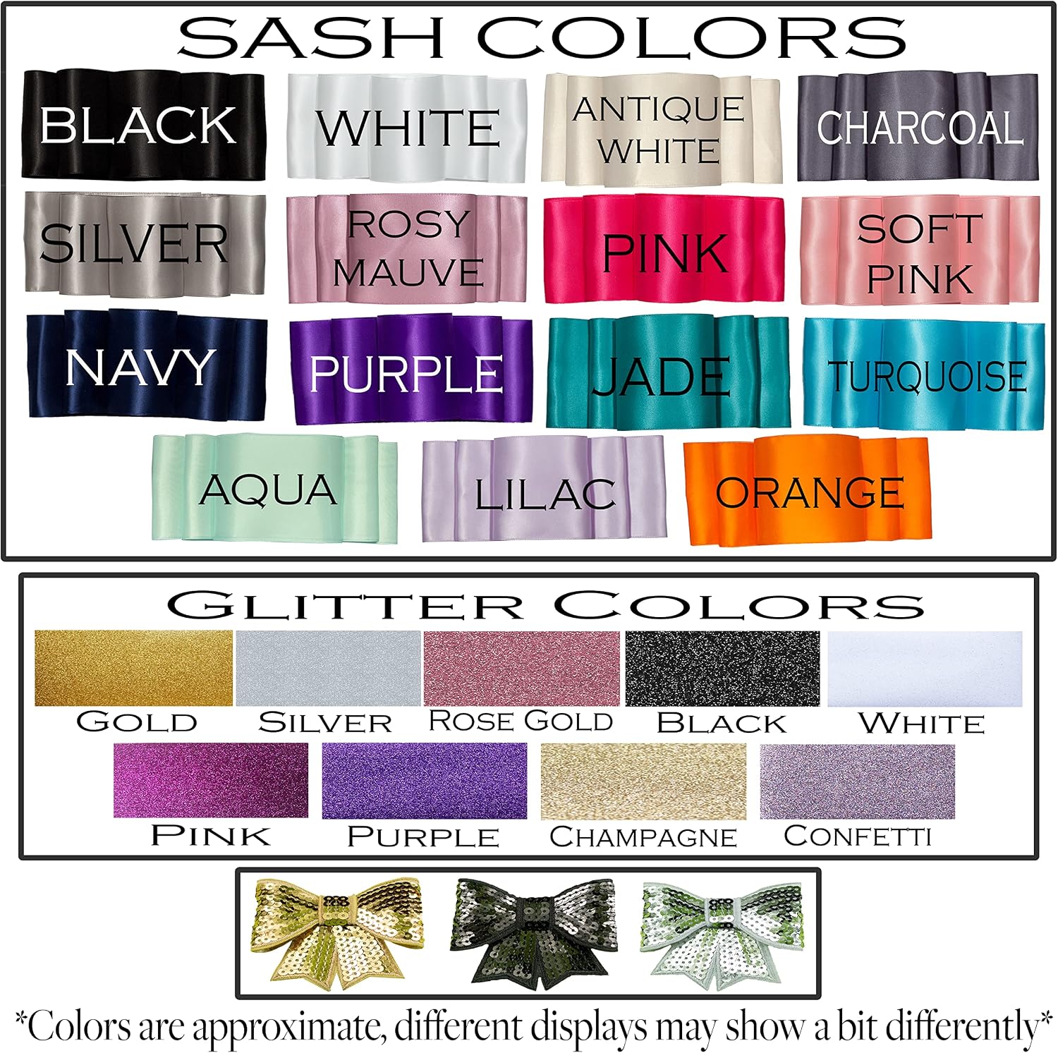 Personalized Pageant Your Text Here 3" Satin Sash Custom Glitter Lettering