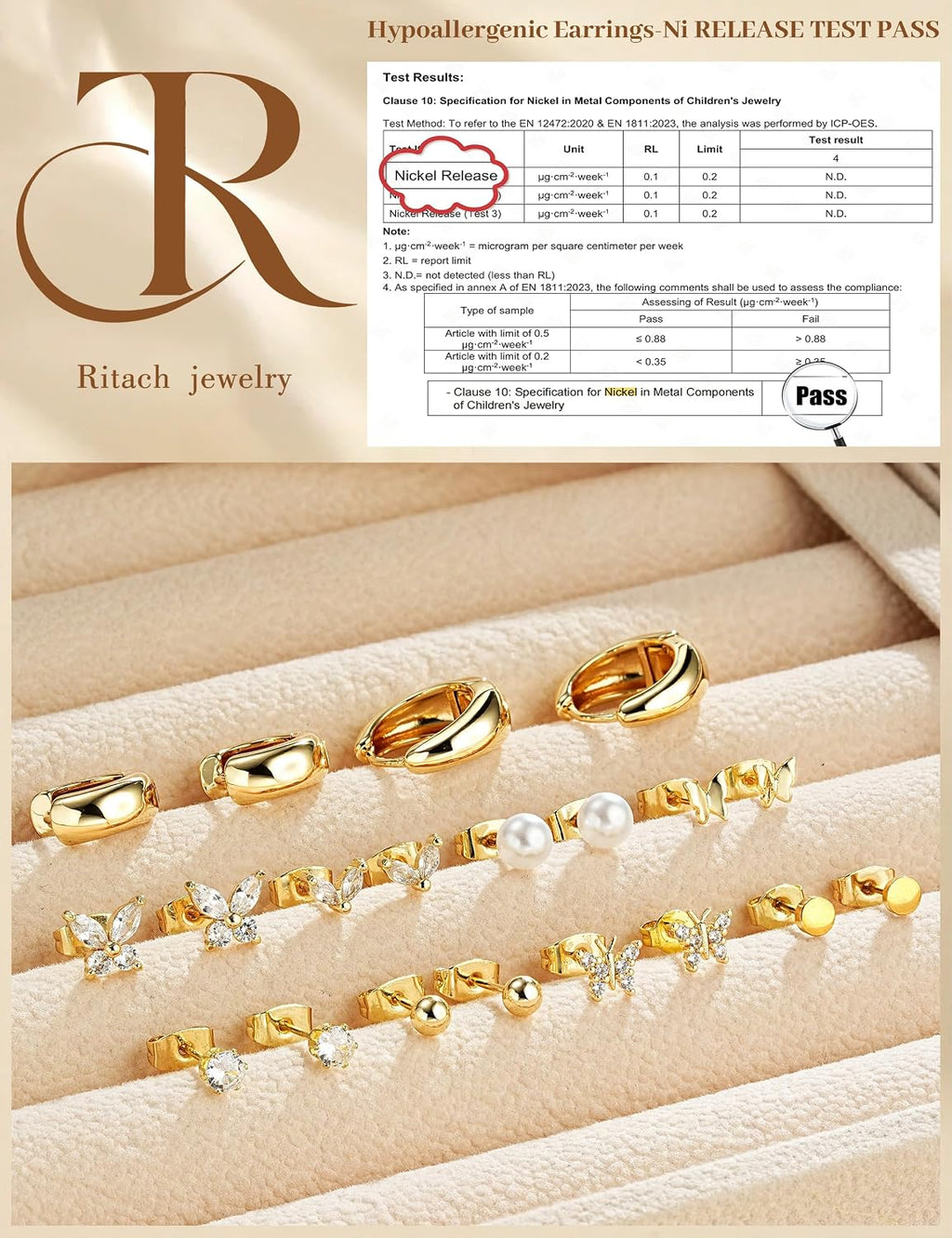 Small Gold Stud Earrings Set for Women - 14K Gold Plated CZ Huggie Hoops Hypoallergenic Earrings Dainty Flower Heart