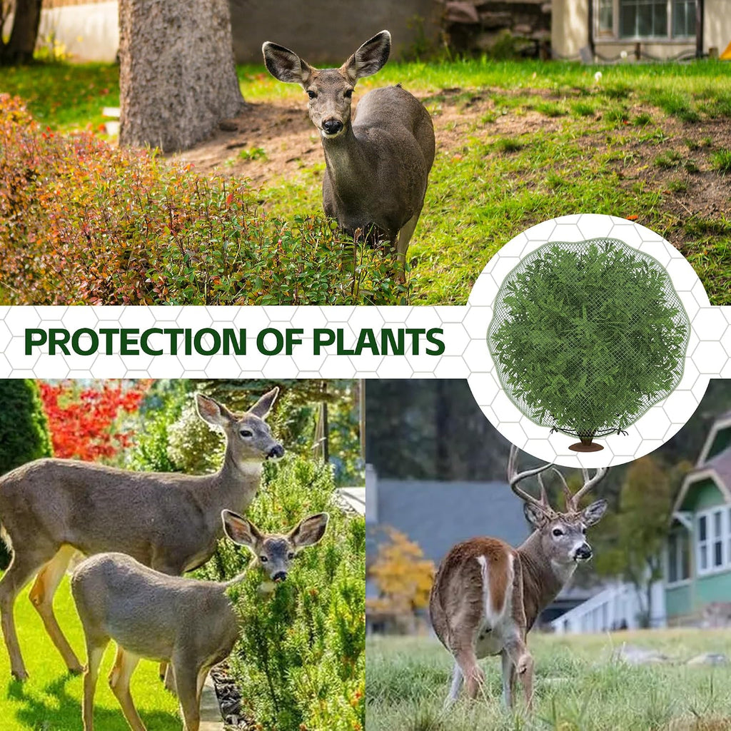 3 Pcs Deer Netting for Shrubs- 7.8 x 7.8 Ft Deer Plant Netting Cover- Reusable Garden Plants Mesh Netting to Protect