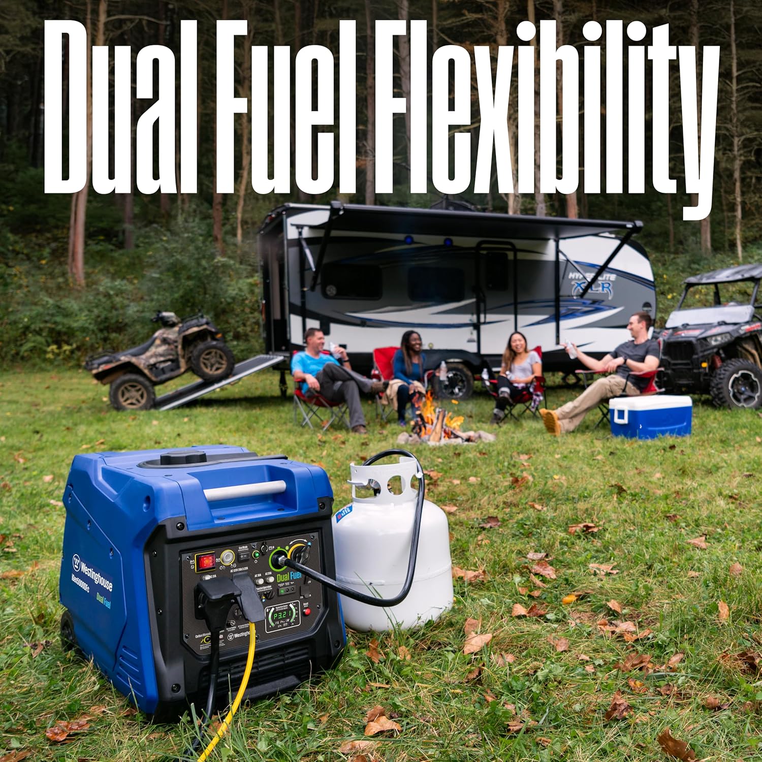 5000 Peak Watt Super Quiet Dual Fuel Portable Inverter Generator, Remote Electric Start, Gas & Propane Powered, RV