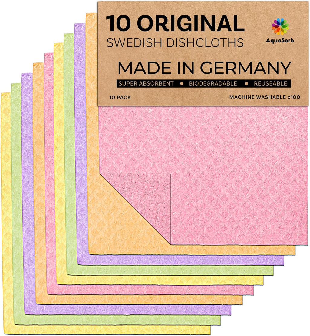 Swedish Dishcloths for Kitchen 10 Pack – Reusable Eco-Friendly Dish Cloths
