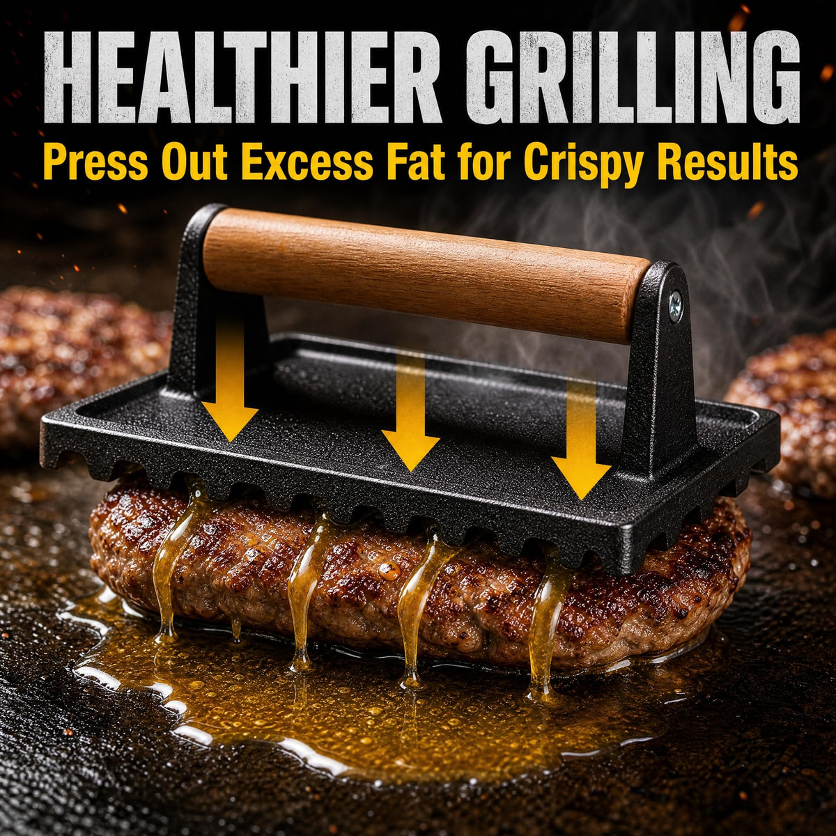 Smash Burger Press Kit, Cast Iron Burger Smasher, Steak Weight