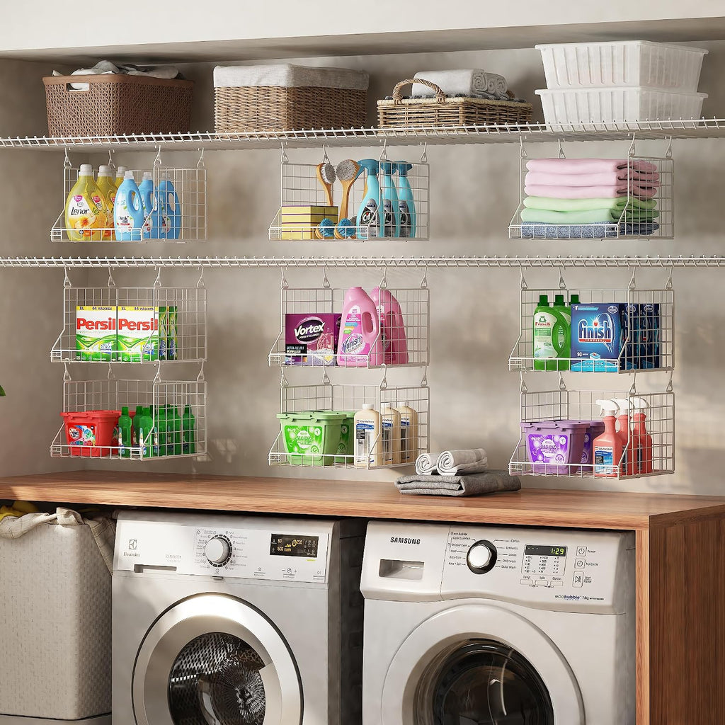 3-Tier Foldable Laundry Basket Organizer with Rotating Hooks(no wire shelf) | Space-Saving Over Washer and Dryer
