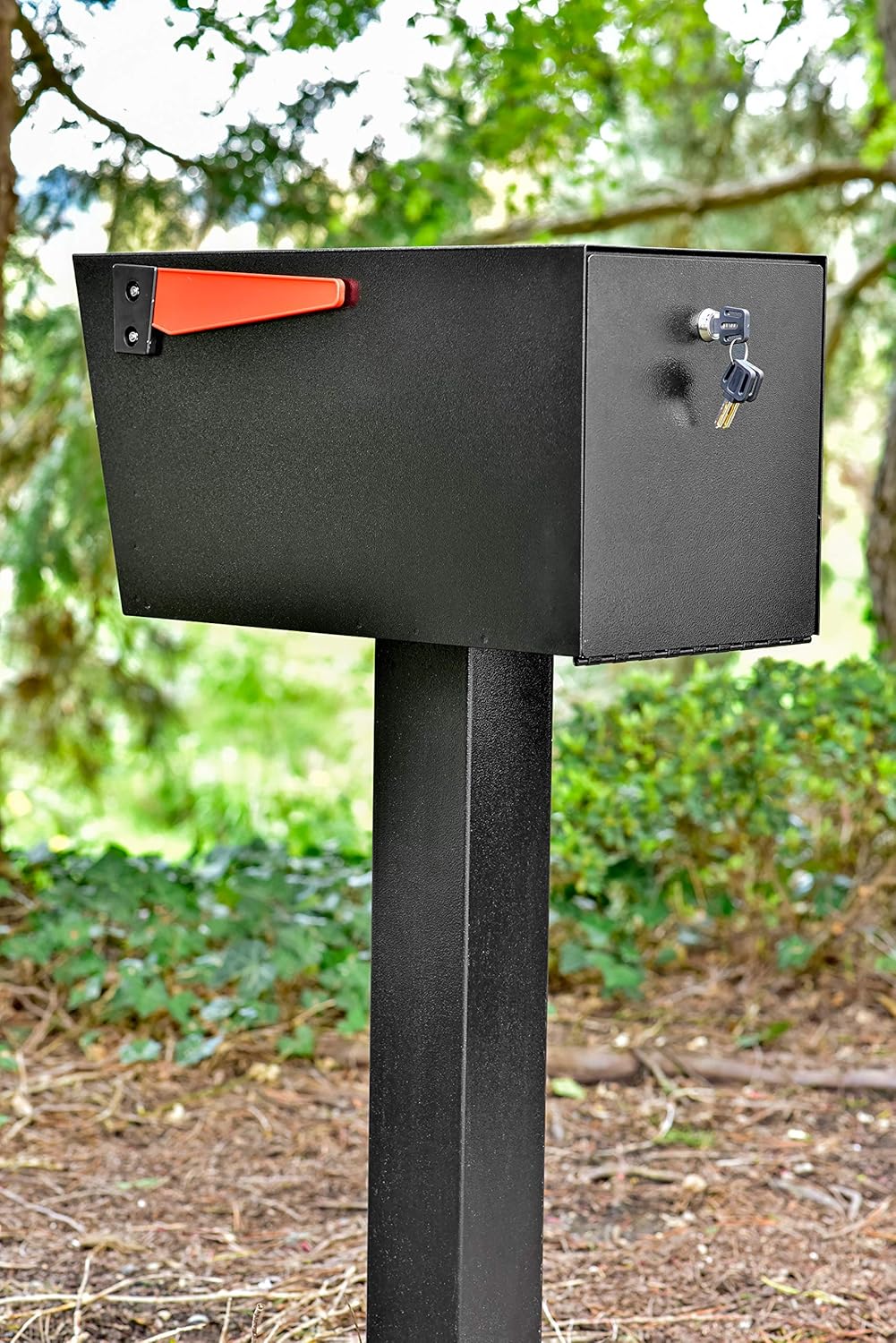 Street Safe Latitude Dual Access Locking Post Mount Mailbox | Patented anti-pry front lock, keyed-alike rear door