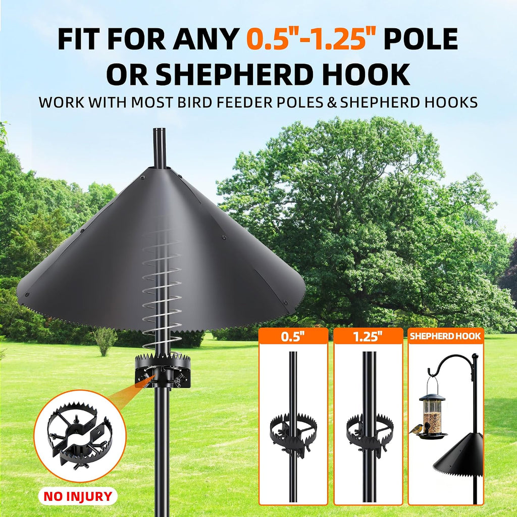 2026 Upgraded Squirrel Baffle for Bird Feeders, 5-Point Stable Structure, Swaying Anti-Climb Design, Fit for
