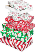 Christmas Gift Boxes with Lids for Presents, Festive Designs, Assorted Sizes (6 Medium Shirt and 4 Large Robe Boxes)