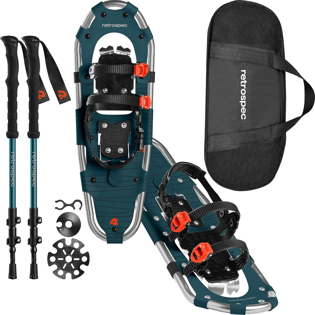 Drifter Snowshoes & Trekking Poles Bundle with Adjustable Bindings - Lightweight Aluminum Snow Shoes for Women & Men