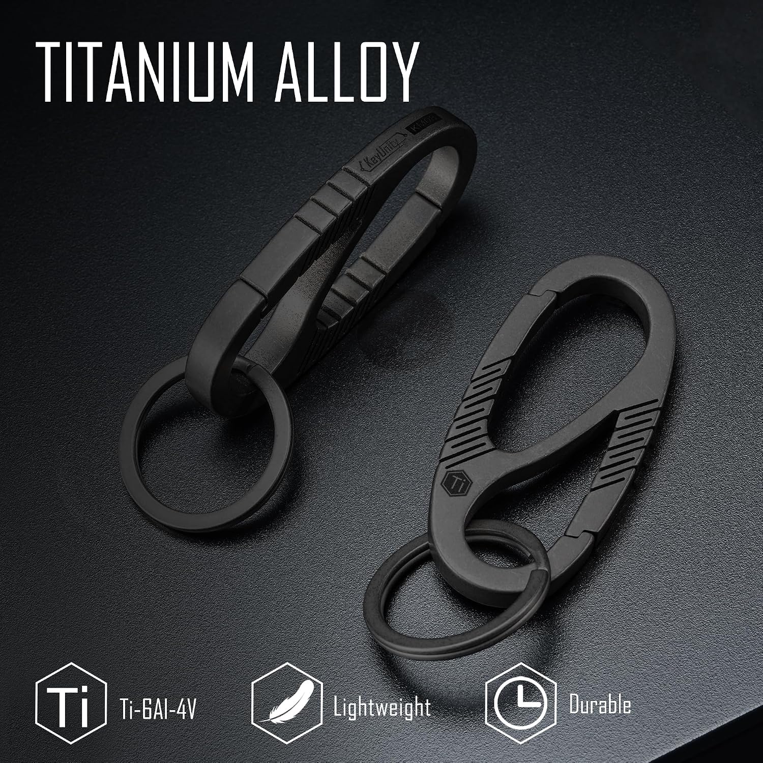 Titanium Carabiner Clip with Dual Gate Quick Release | Key Ring Organizer, Lightweight Titanium Material, Compact