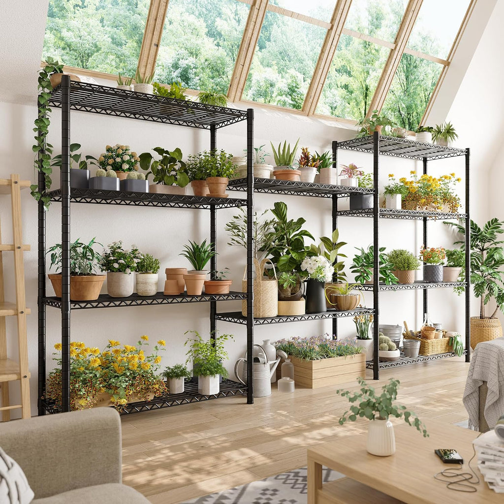 72''H Metal shelving 5 Tire Storage Shelves for Garage Shelving Adjustable Wire Shelving Rack Heavy Duty Shelving
