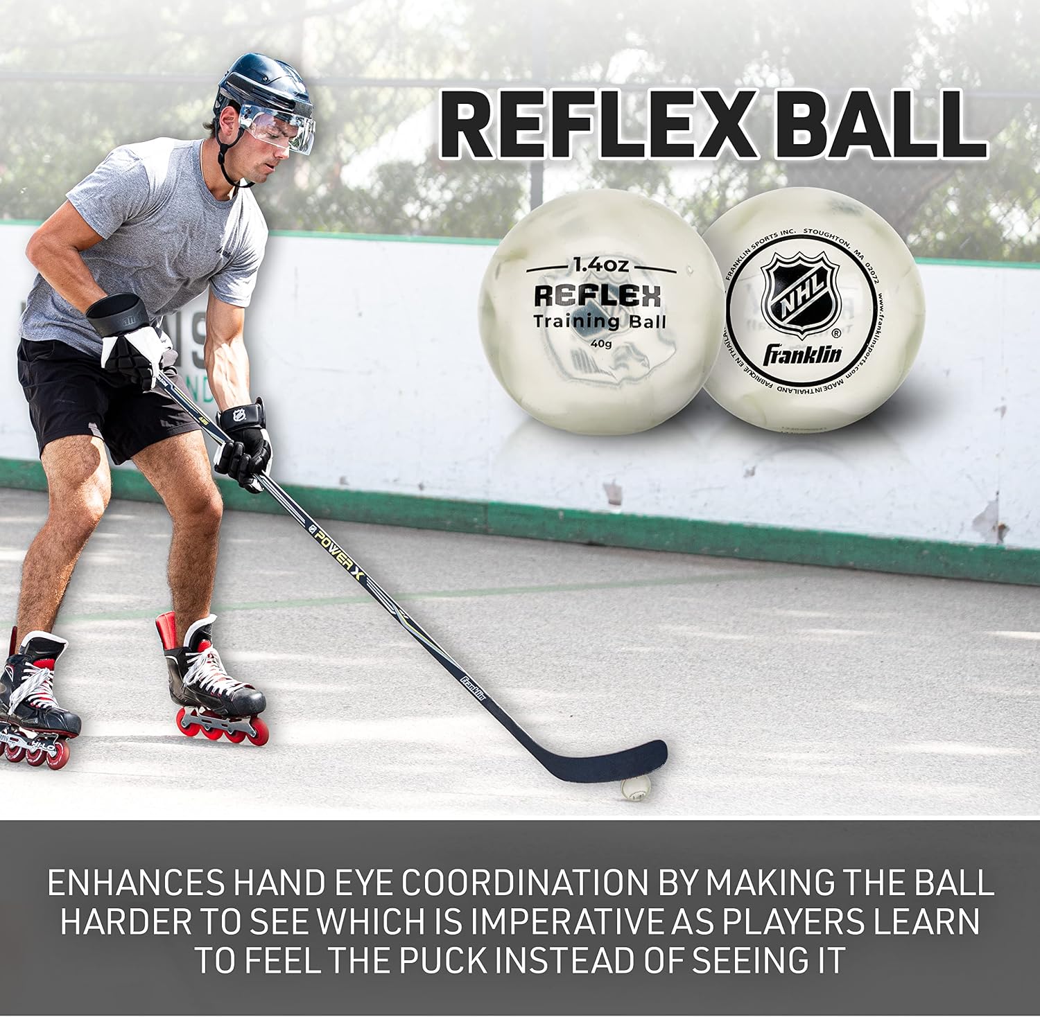 NHL Hockey Stick Handling Training Balls - 4 Pack | Deke + Hands Development, On + Off Ice Drills, Weighted Puck