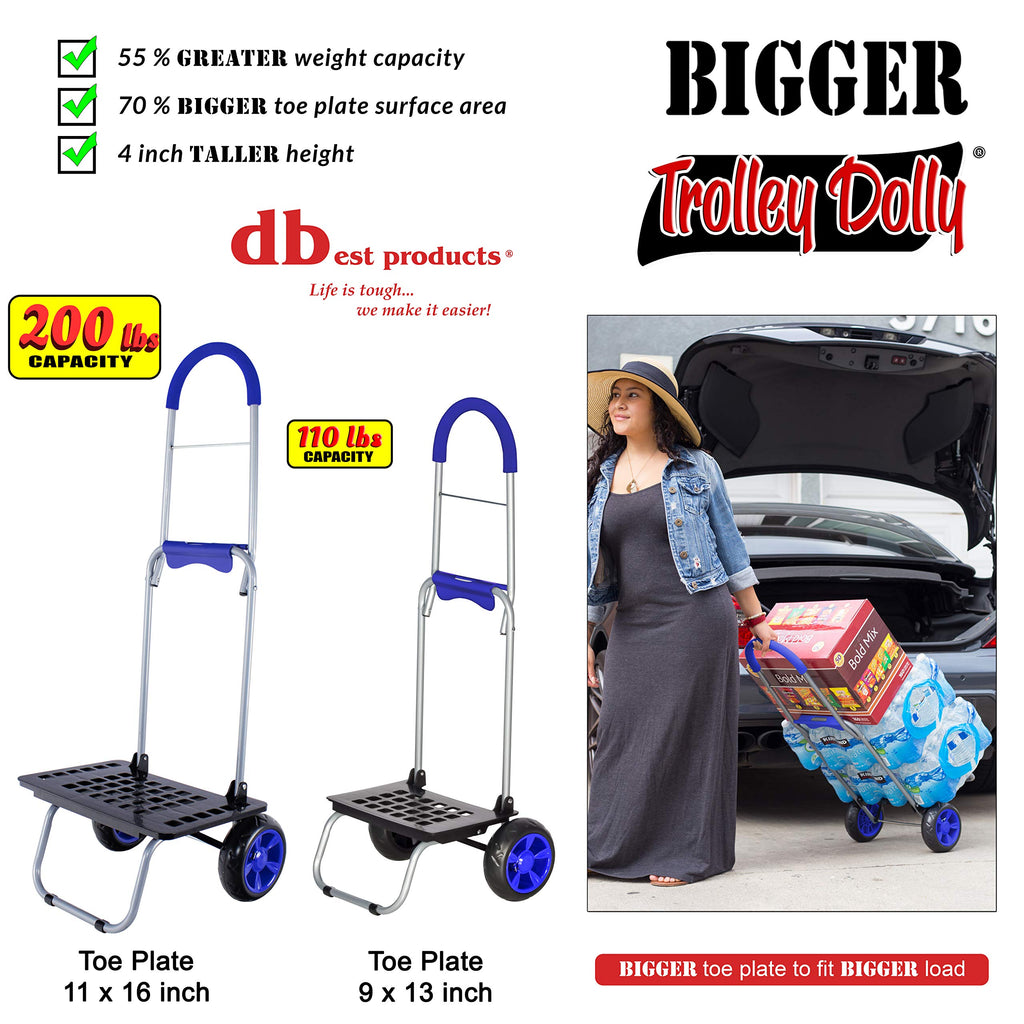 Bigger Trolley Dolly, Blue Shopping Grocery Foldable Cart
