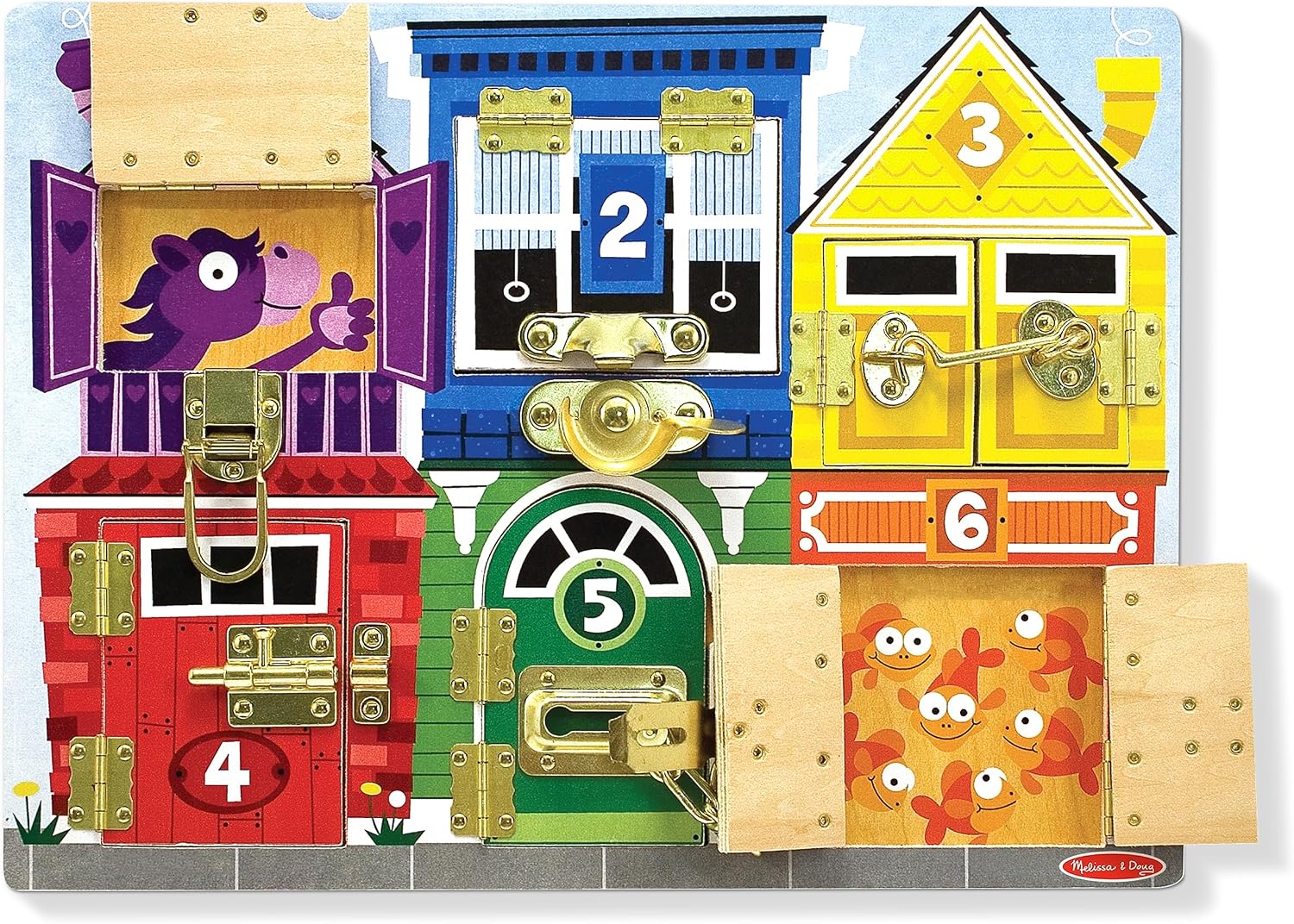 Melissa & Doug Latches Wooden Activity Board - Montessori Busy Board for Preschool Toys, Sensory Toys for Kids