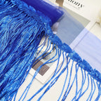 9.5 Yards Blue Fringe Trim Lace Sequin Fringe Ribbon