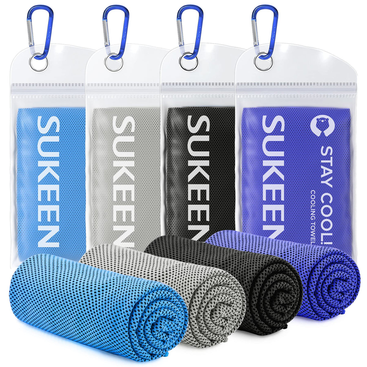 4 Pack Cooling Towels (40"x 12"), Cooling Neck Wraps, Soft Ice Towel