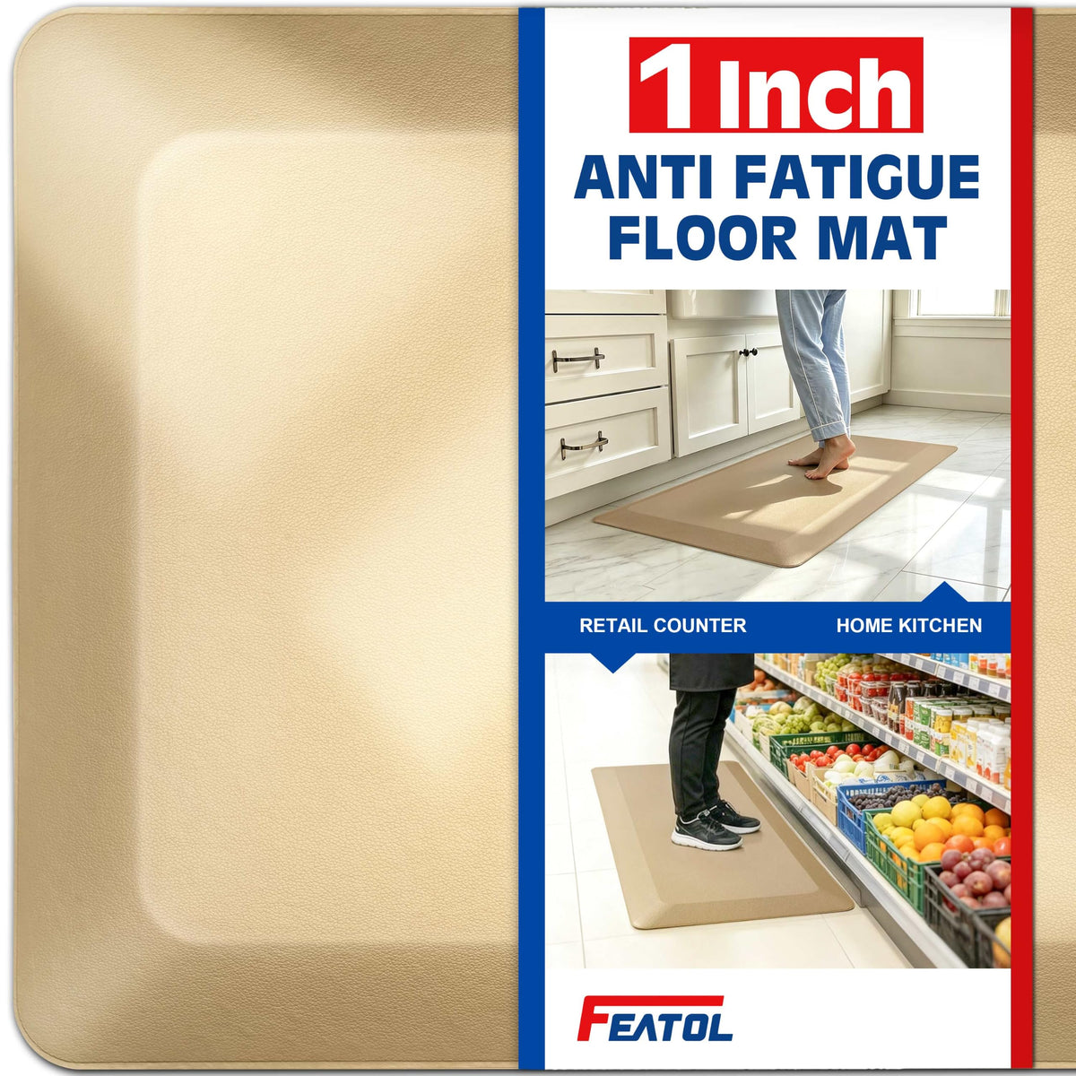 1 Inch Extra Thick Anti-Fatigue Mat for Standing Desk & Kitchen