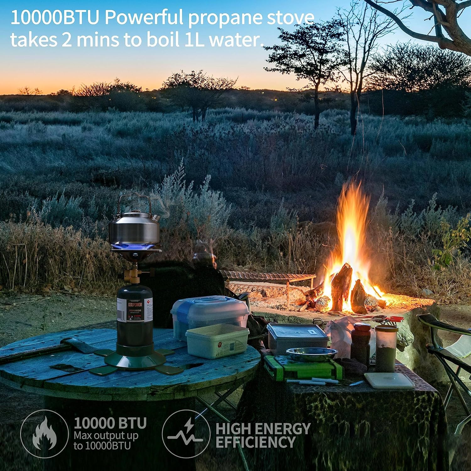 Propane Cylinder Top Stove with Adjustable Burner, 10000BTU Portable Camping/Backpacking Cooker,Camping Stove