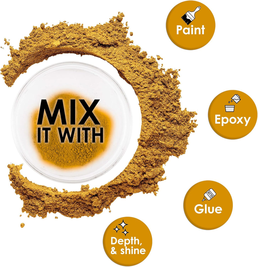 Mica Pearl Pigment Powder Kit, 6 Metal Tones 3.5oz (100g) | Jewelescent - Cosmetic Grade, Epoxy Resin Color Pigment