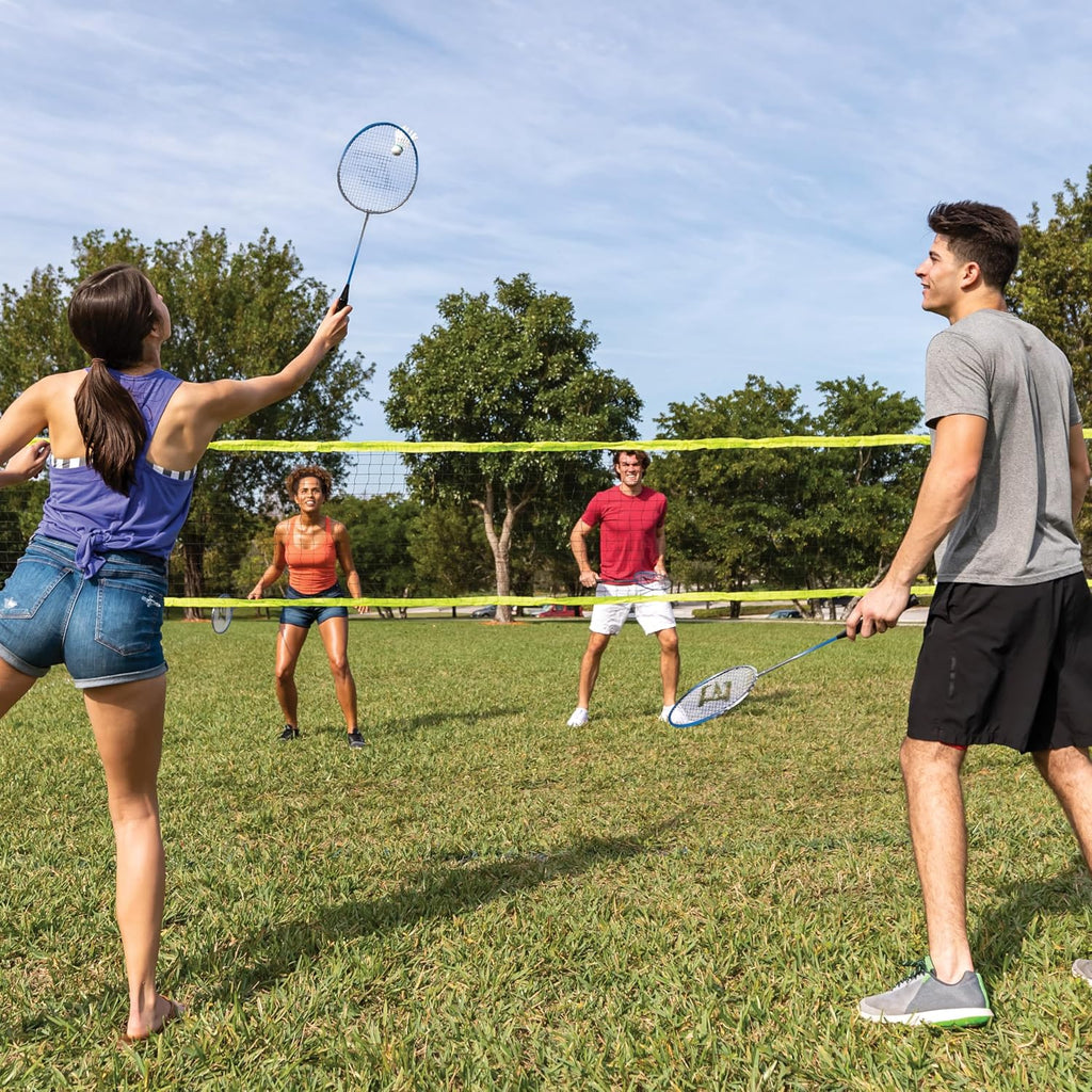 EastPoint Outdoor Games, Volleyball Net & Badminton Set, 4 Rackets, Black | 2-In-1 Volleyball & Badminton, Easy