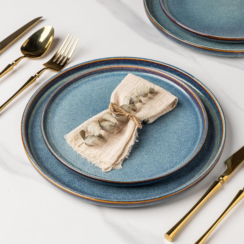 Ceramic Plates Set of 6, 8.5 Inch Stoneware Small Plates Set