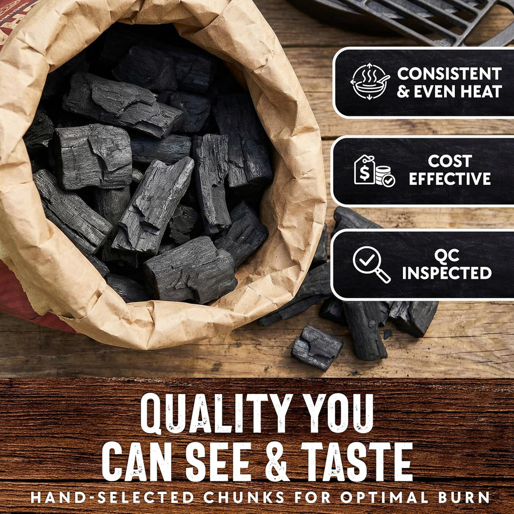 8 LB. All Natural Hardwood Lump Charcoal by Mr. Bar-B-Q - Premium Natural Charcoal for Grilling, BBQ, Smoking, Kamado