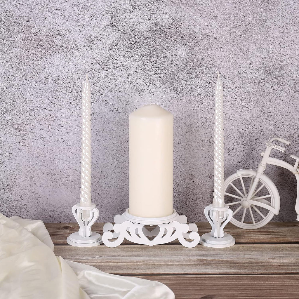 Wooden Unity Candle Holder Set, Wedding Ceremony Centerpiece Decor