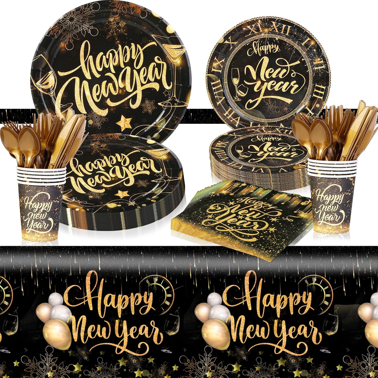 New Year Plates & Napkins Party Supplies 2026, New Years Eve Party Supplies Dinnerware for 10 Guests, New Year Party