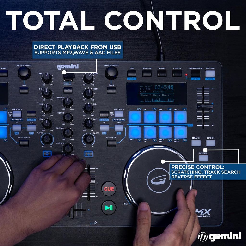 USB DJ Controller & Media Player, VirtualDJ LE (GMX) | USB DJ controller & media player - touch jog wheels, dual