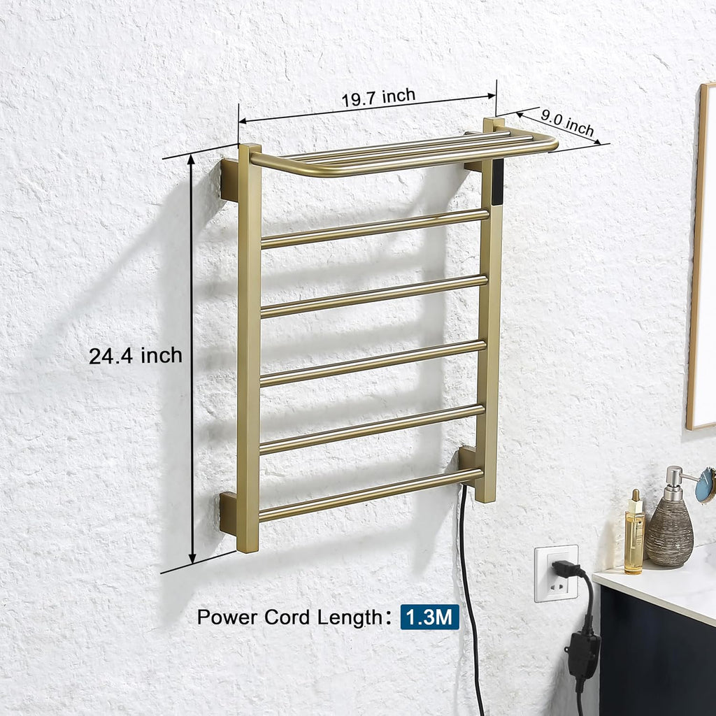 Heated Towel Racks for Bathroom, Hot Towel Warmer with 24hr Timer Stainless Steel Wall Mounted Electric Towel Warmers