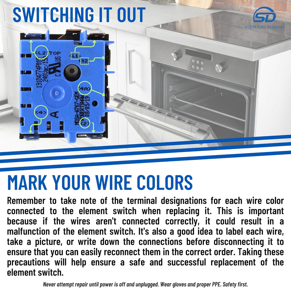 Supplying Demand WB24X25013 4464832 Electric Range Infinite Control Switch Replacement Model Specific Not Universal