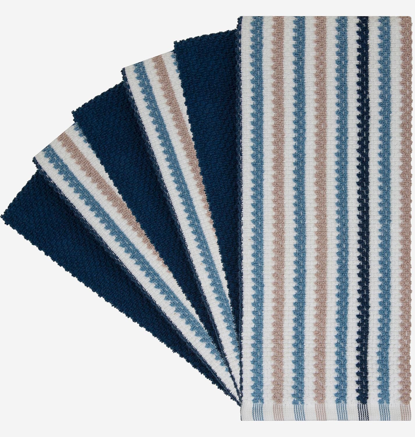 Bumble Kitchen Towels 6 Pack 100% Cotton 16"x26" - Blue Wide Stripe | 430 GSM Soft Kitchen Hand Towels with Hanging