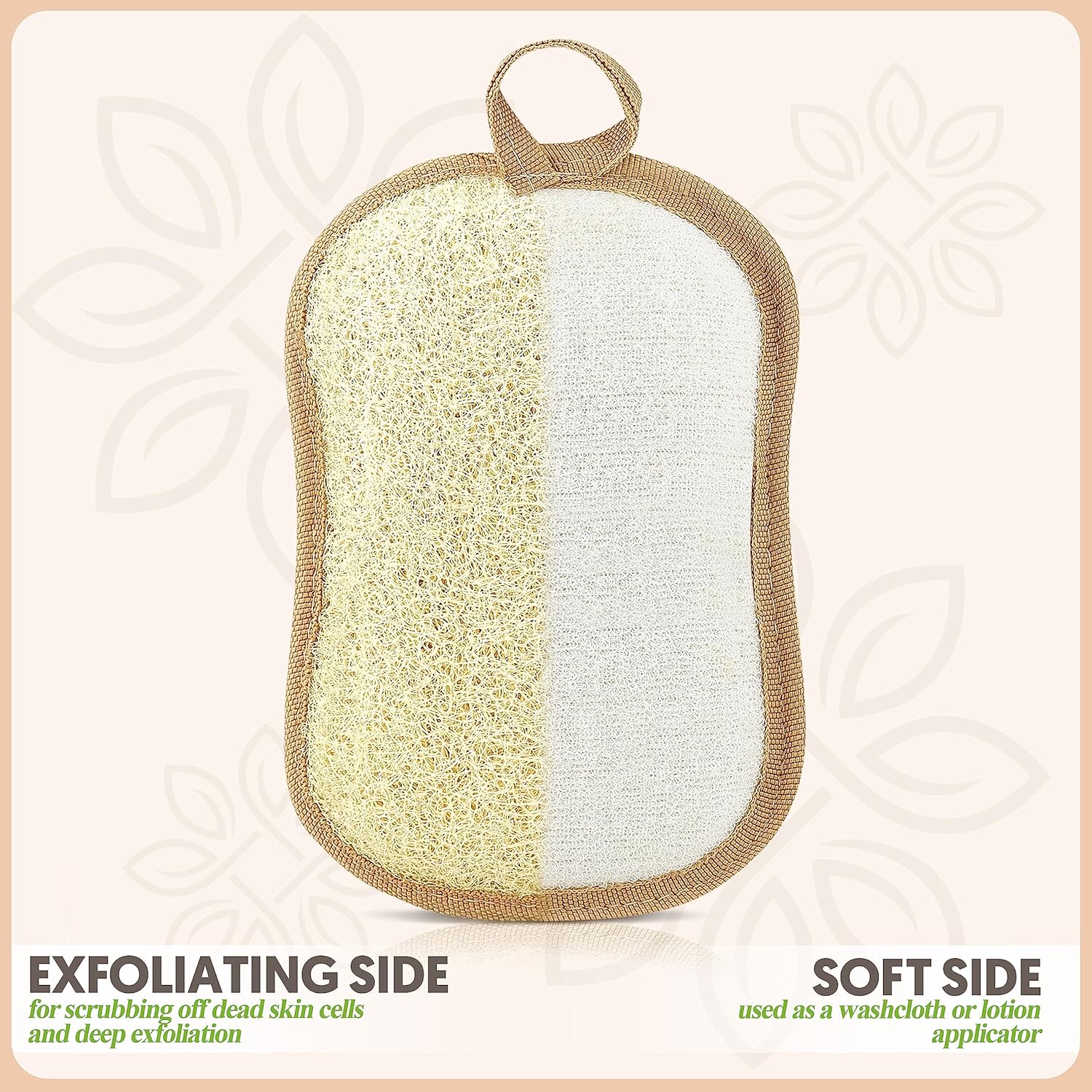 Premium Exfoliating Loofah Pad Body Scrubber, Made with Natural Egyptian Shower loofa Sponge- Bow Tie Shaped Loofah