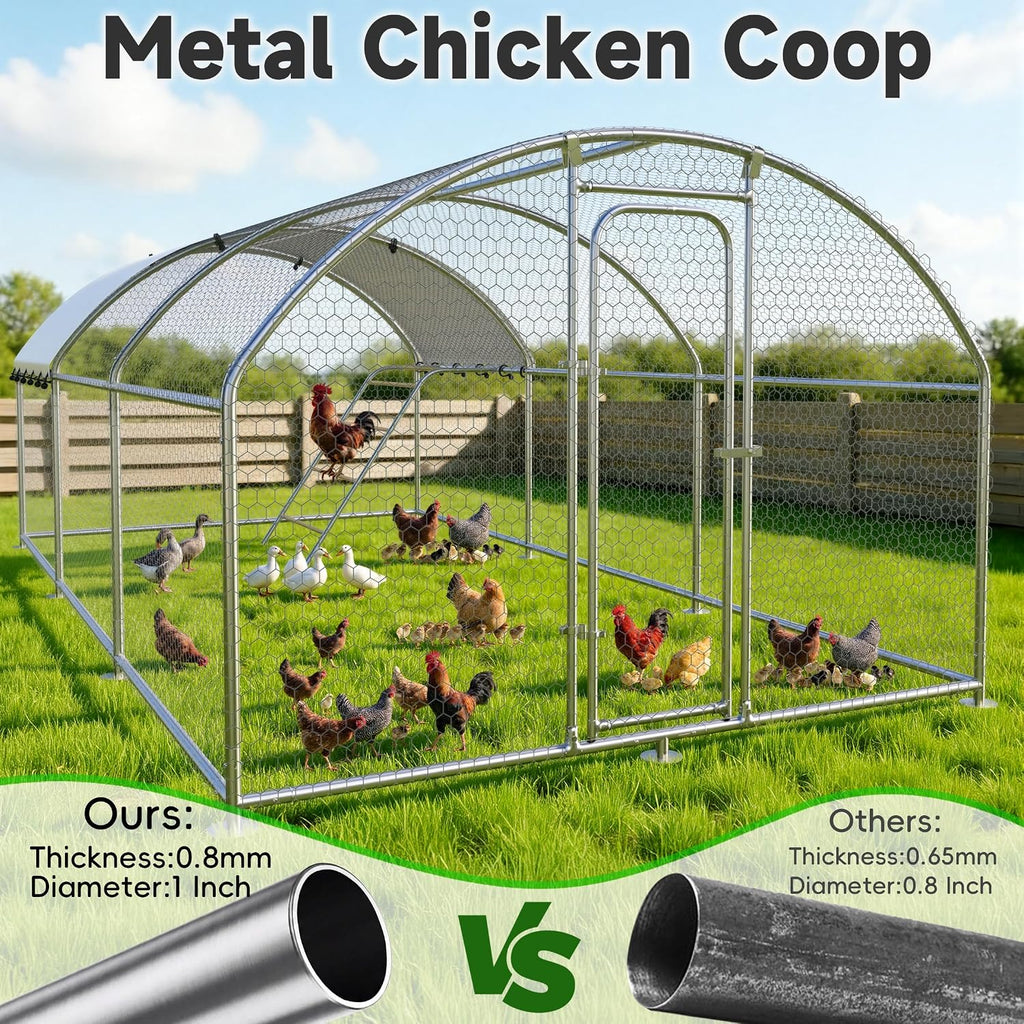 23.2x9.8 FT Extra Large Metal Chicken Coop, Walk-in Poultry Run Pen