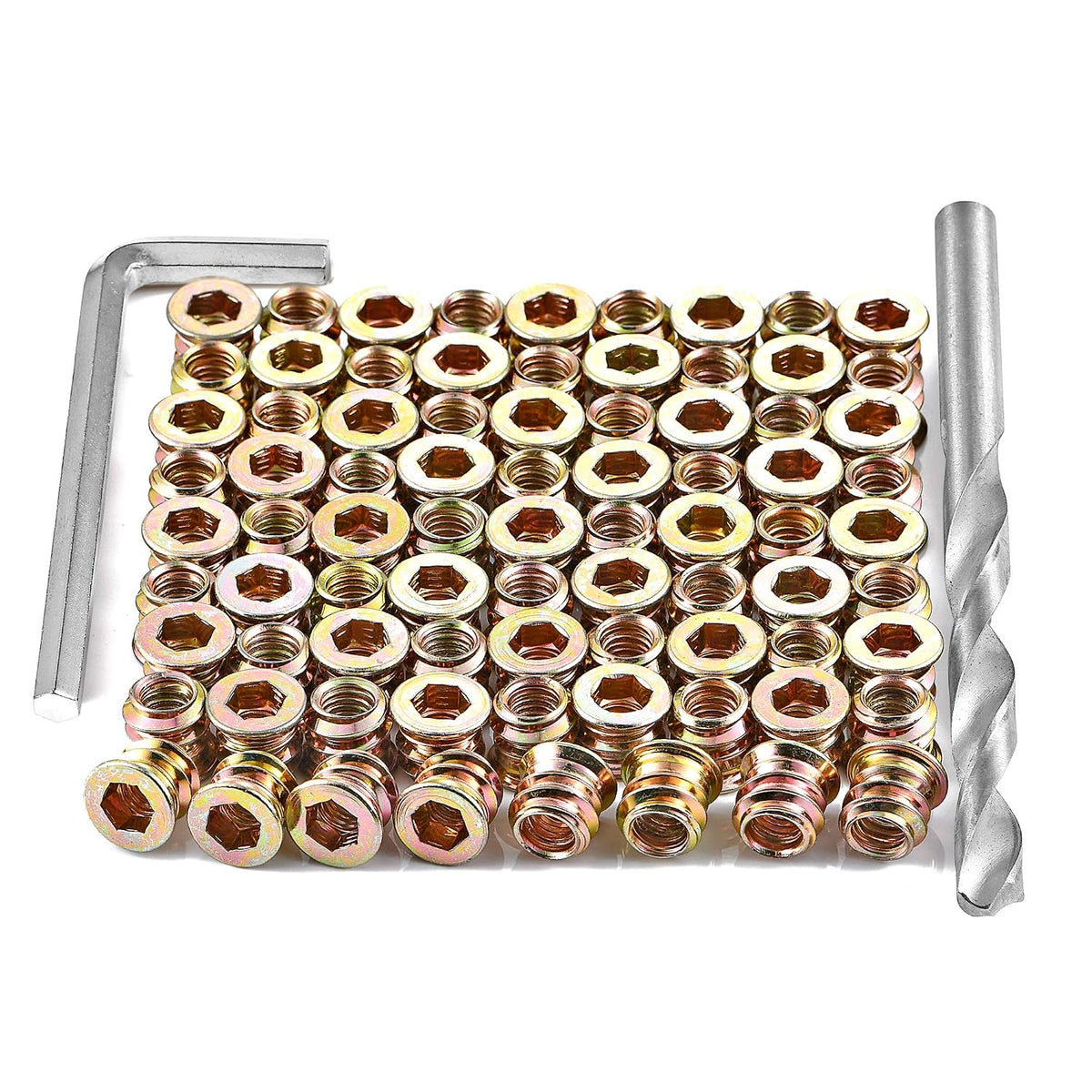 80Pcs M6x10mm Hex Nut Inserts Wood Threaded Fastener for Furniture